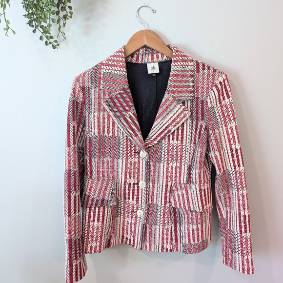CAbi Red and White Striped Blazer - Picture 2 of 10